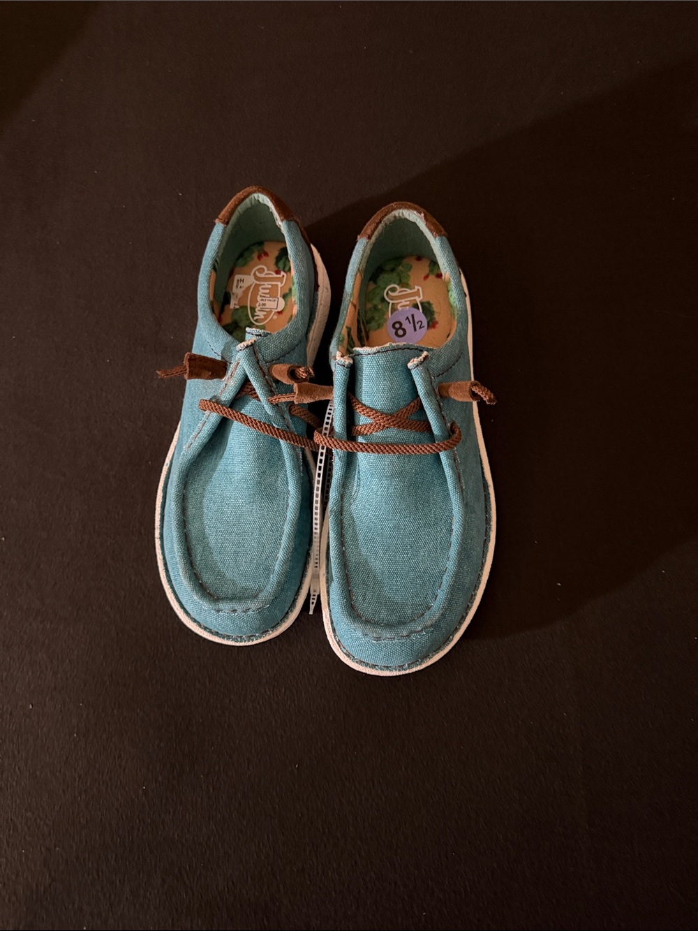 Women Casual Canvas Shoes - Teal with Brown Laces